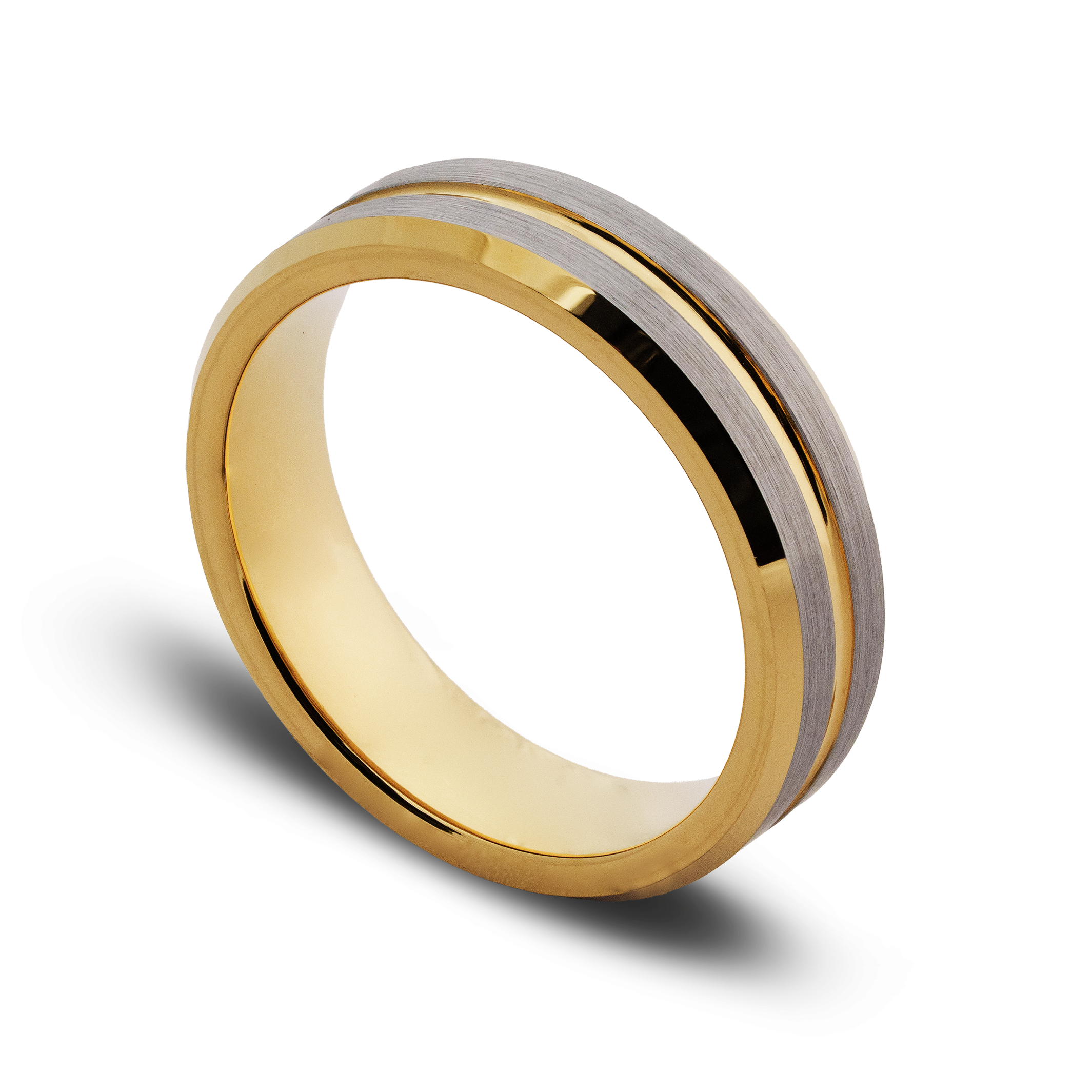 Two-tone gold ring on a white background