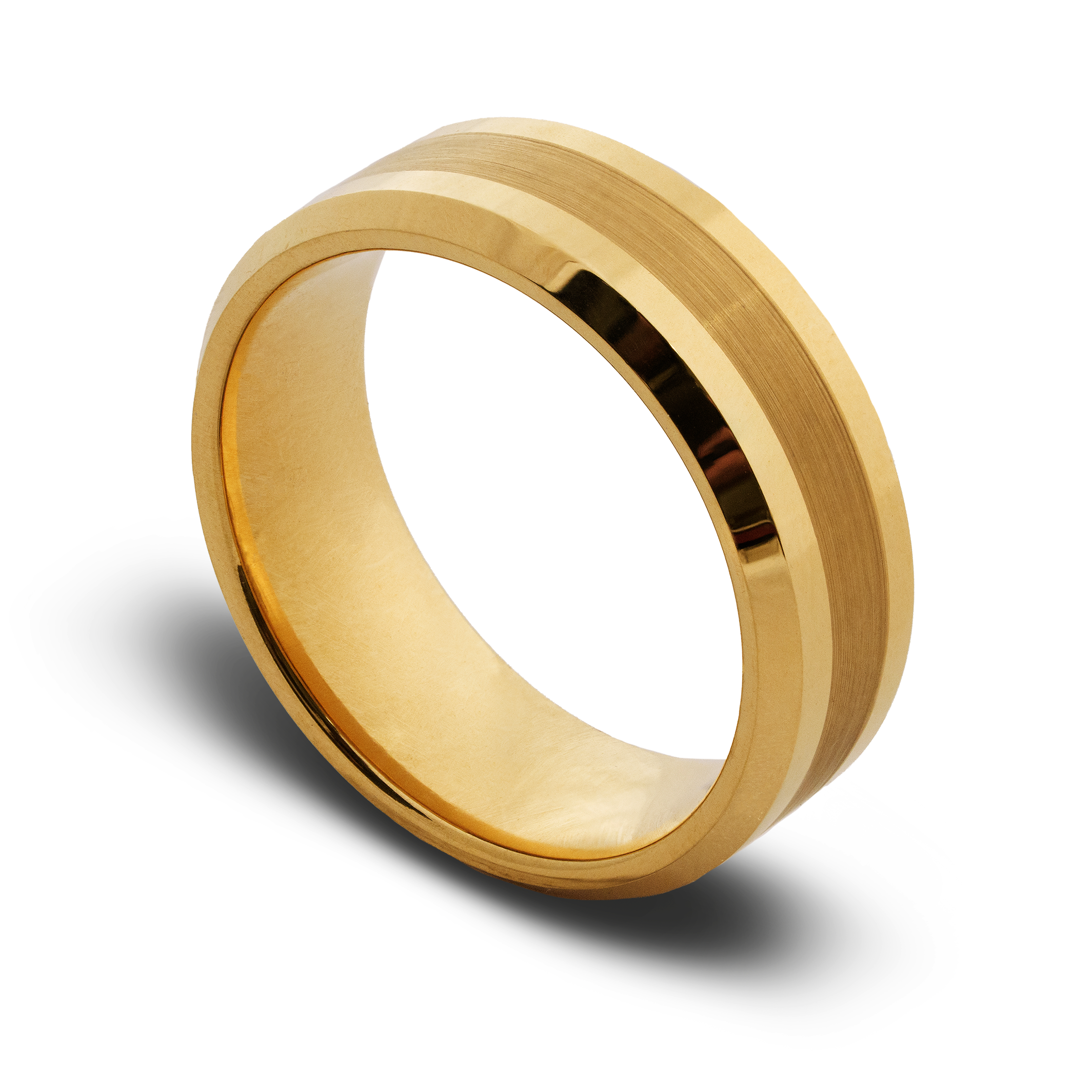 Gold ring on a white background