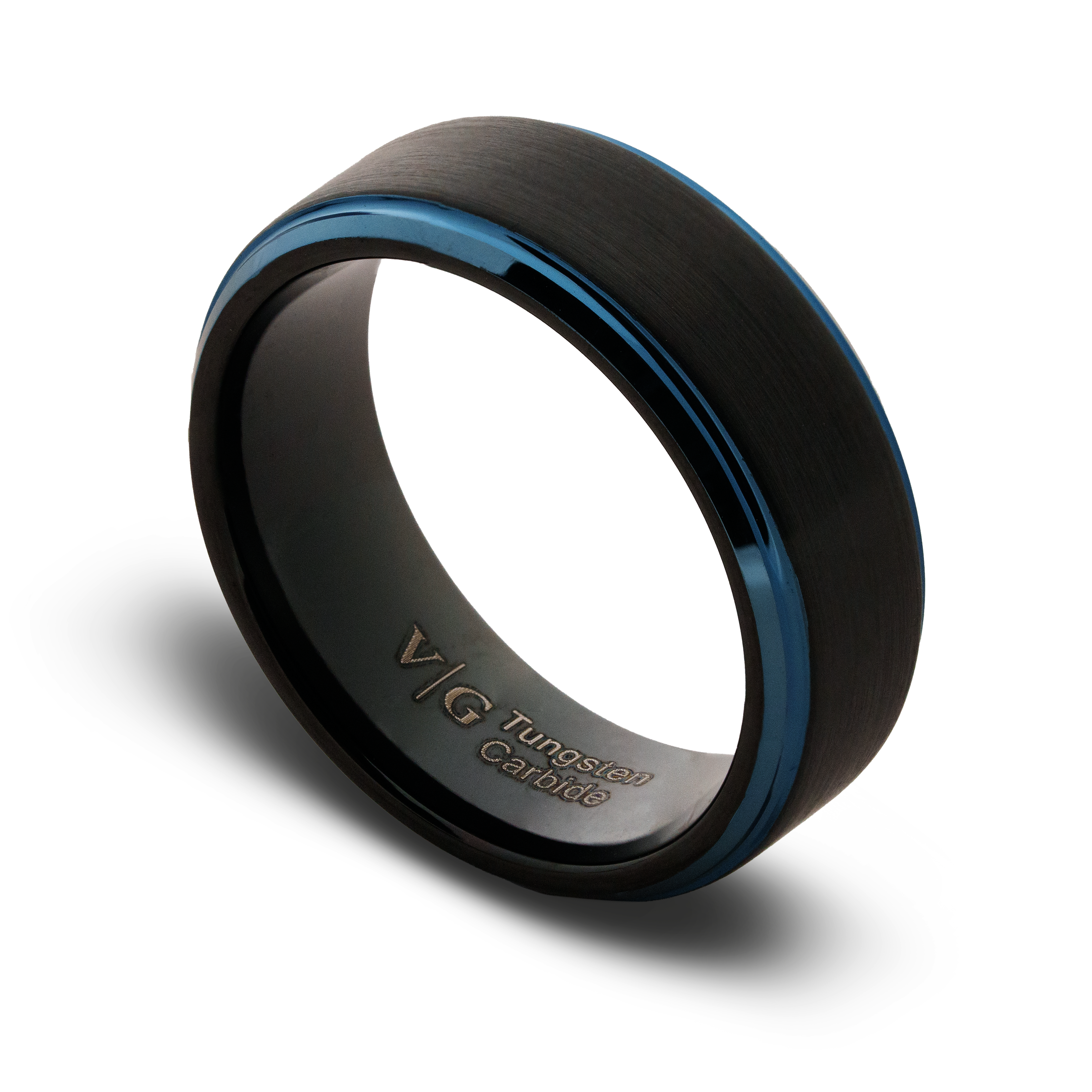 Black ring with blue interior on a white background