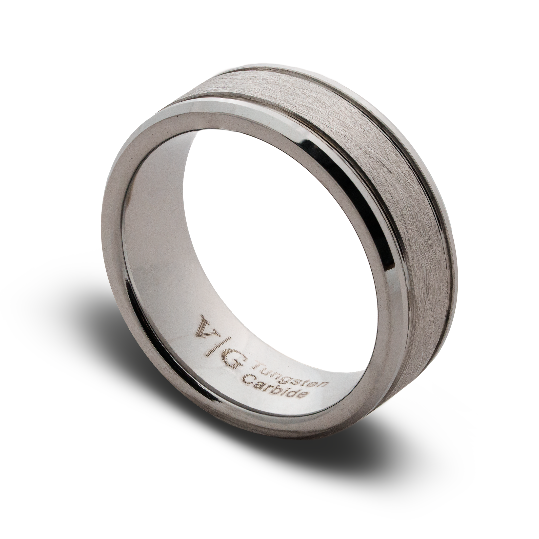 Mens silver tungsten wedding band