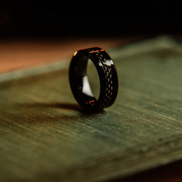 mens black carbon fiber ring
