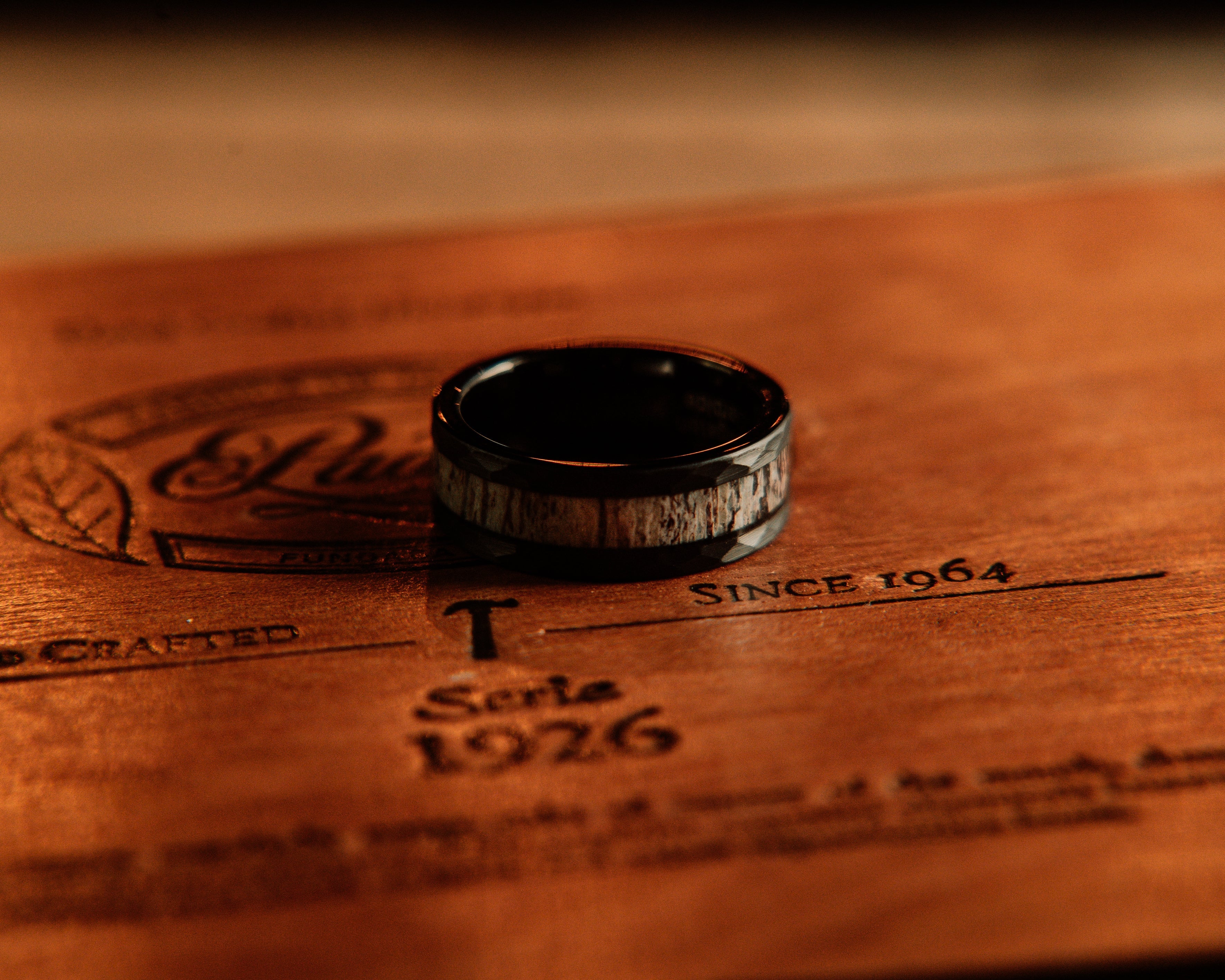 mens custom deer antler ring